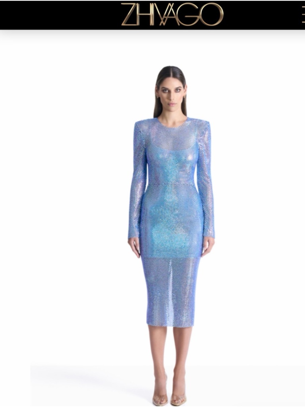 Zhivago The Shimmer Crystal Embellished Mesh Midi-Dress
